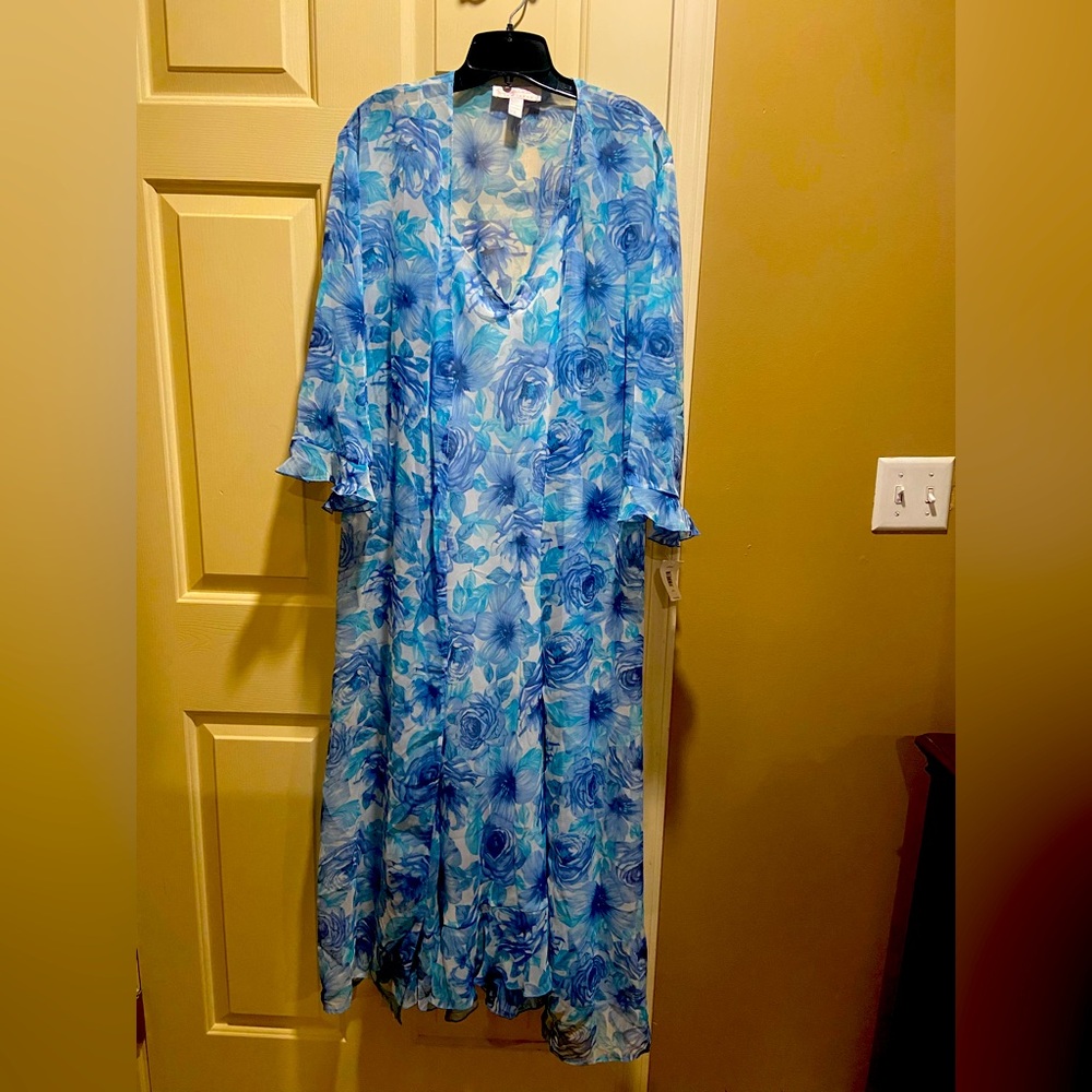 Blue Floral Gown and Robe